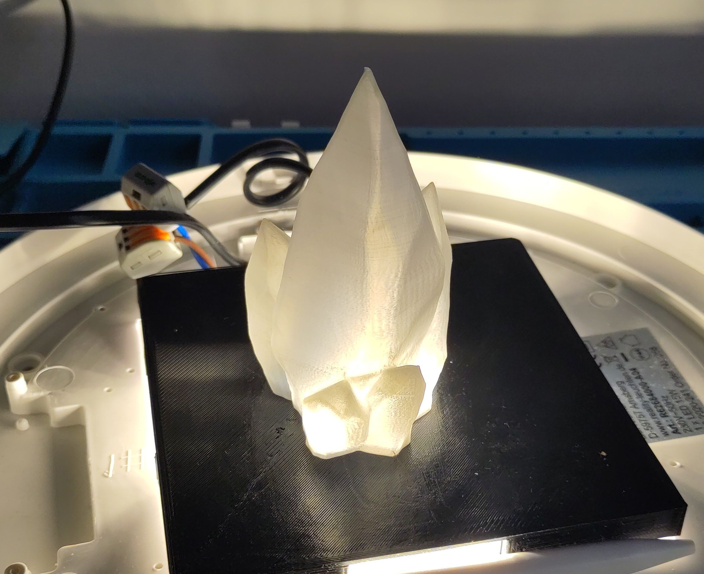 Ein Kristall Testdruck beleuchtet