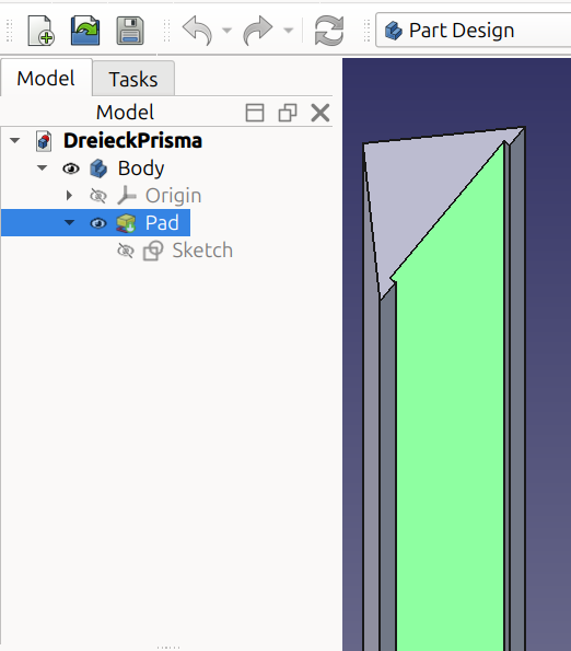 FreeCAD: Dreieckschiene mit Nut-Profil