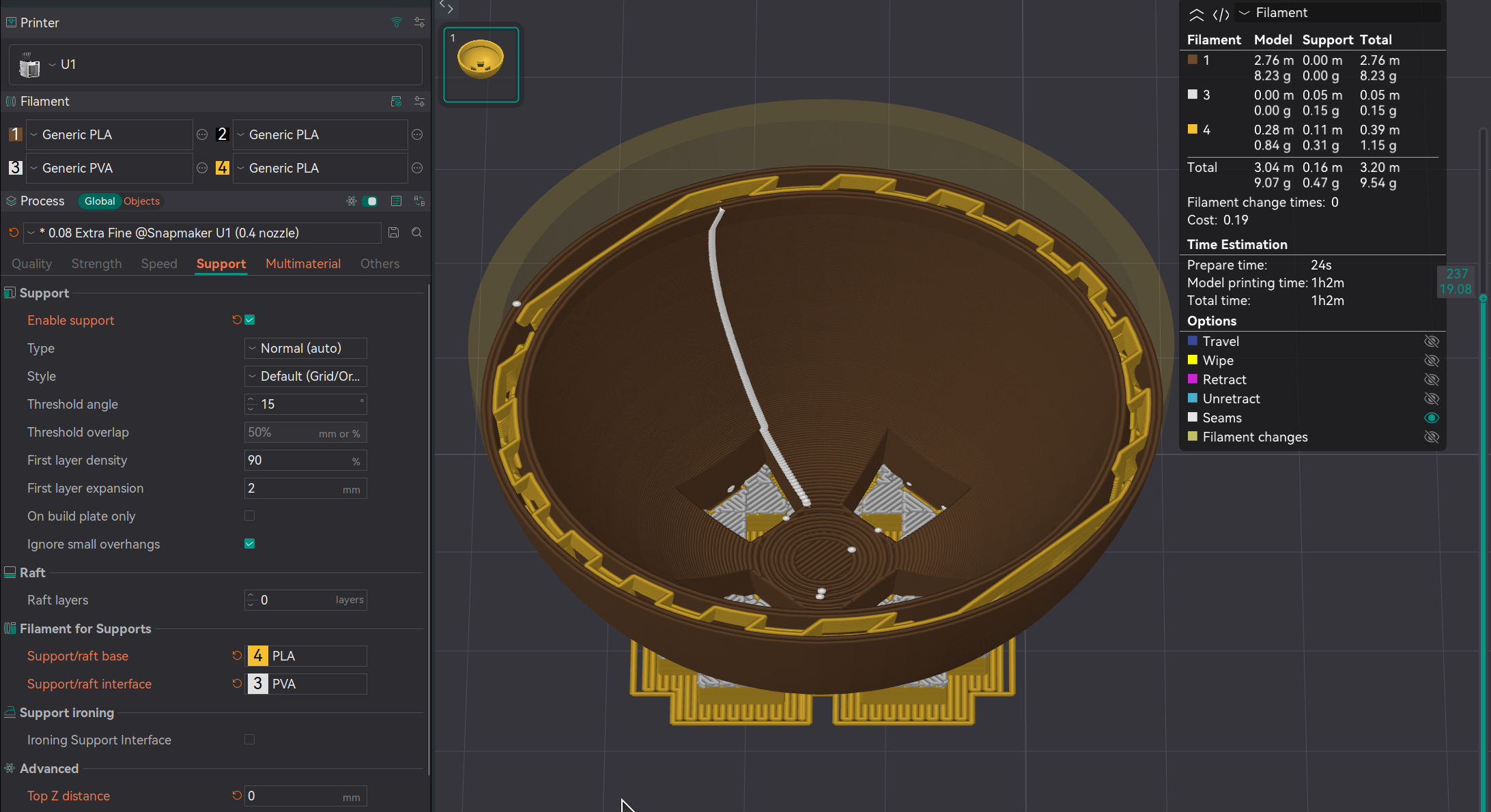 Die Kuppel im Orca Slicer